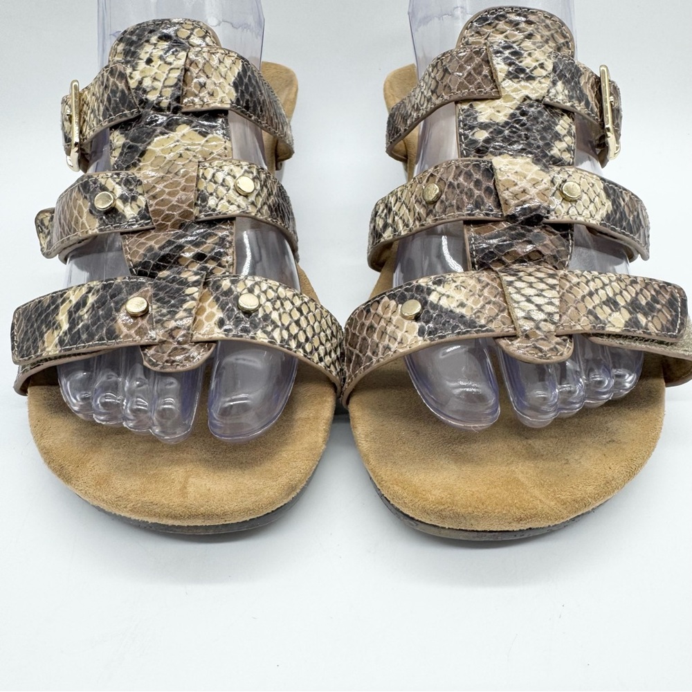 Vionic Radia Orthotic Adjustable Triple Strap Comfort Slide Wedges Snake Size 7 - Picture 7 of 13